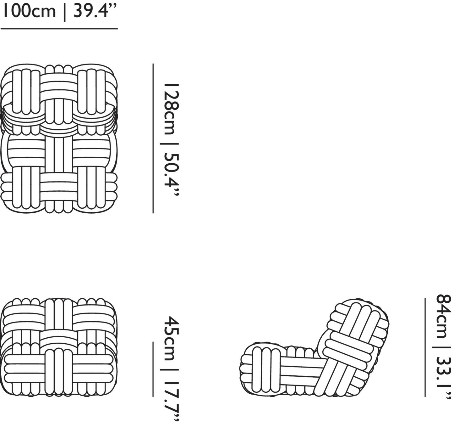 Fauteuil lounge Knitty vert sauge