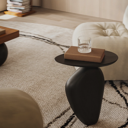 Table d'appoint Galet sculpturale noir