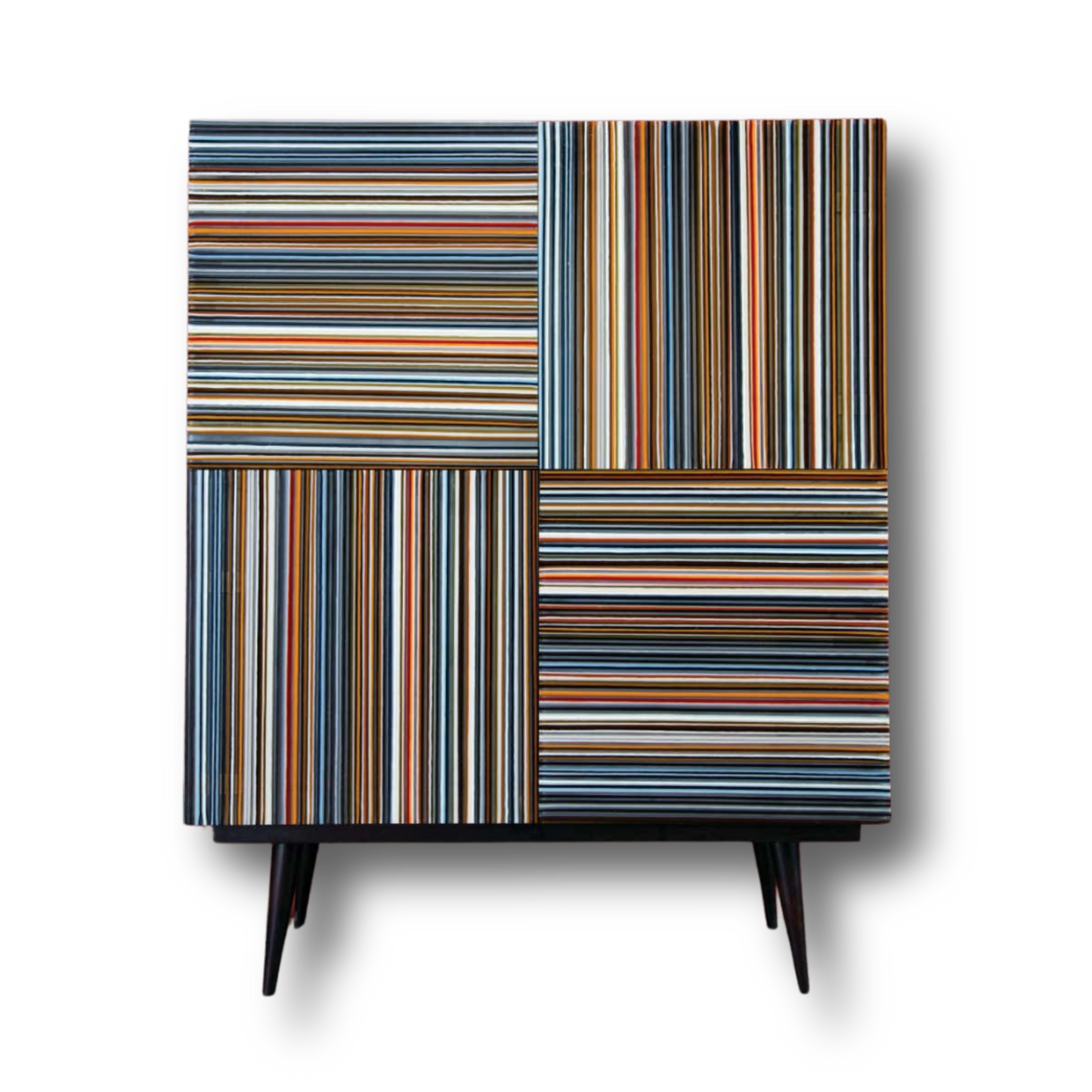 Bar en verre rayé multicolore