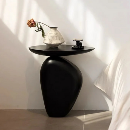 Table d'appoint Galet sculpturale noir