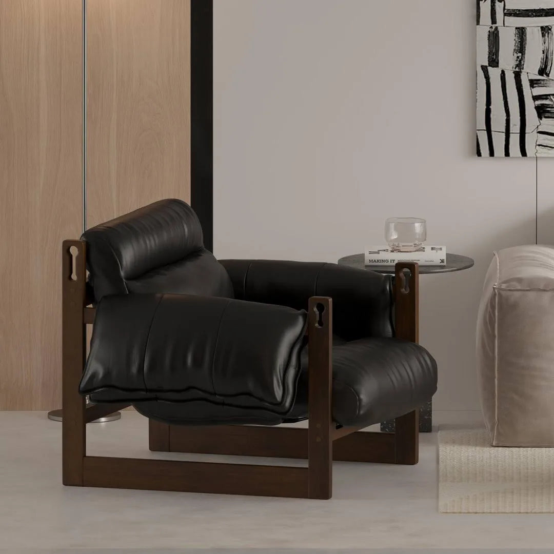 Fauteuil en cuir Henry noir