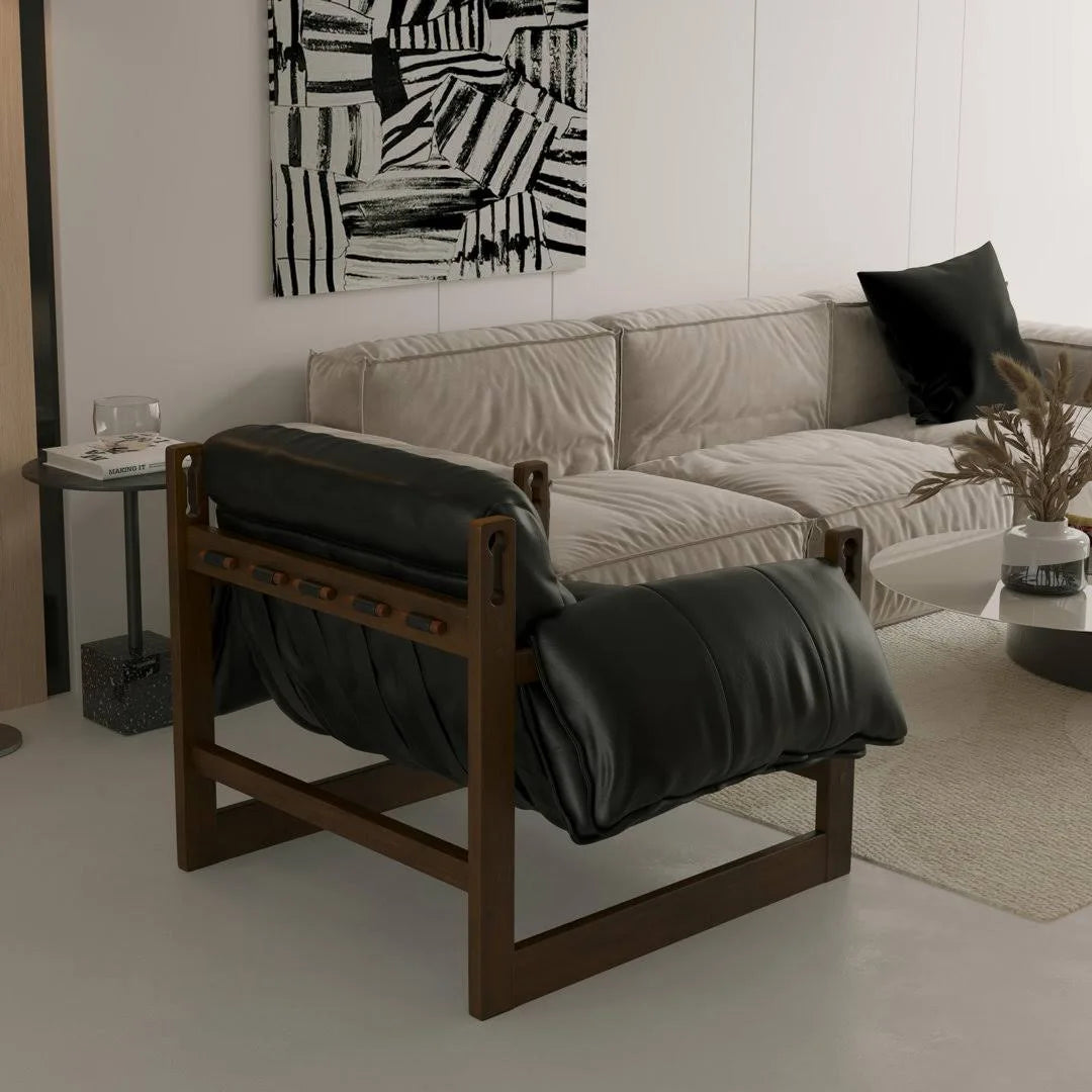 Fauteuil en cuir Henry noir