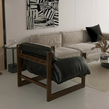 Fauteuil en cuir Henry noir