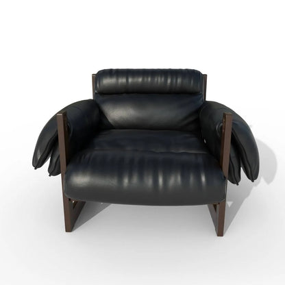Fauteuil en cuir Henry noir