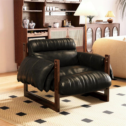 Fauteuil en cuir Henry noir