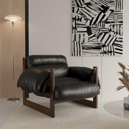 Fauteuil en cuir Henry noir