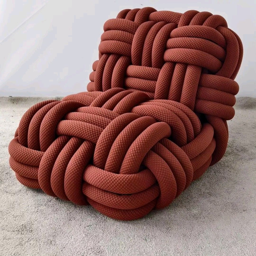 Fauteuil Lounge Tricoté terracotta