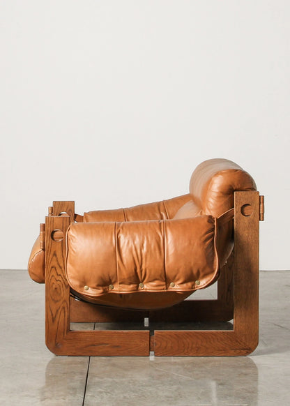 Fauteuil en cuir Henry camel